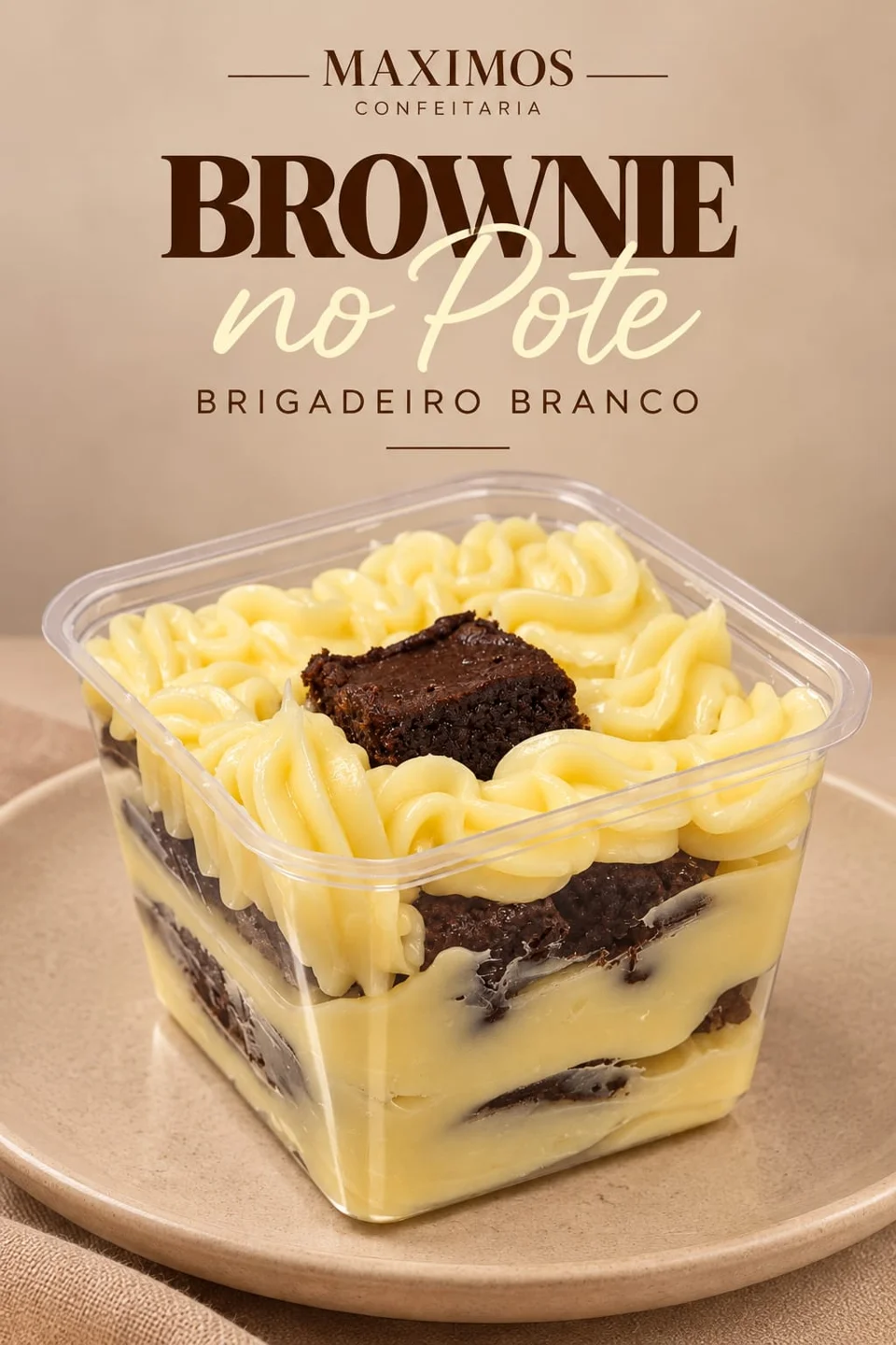 Brownie no Pote com Brigadeiro Branco